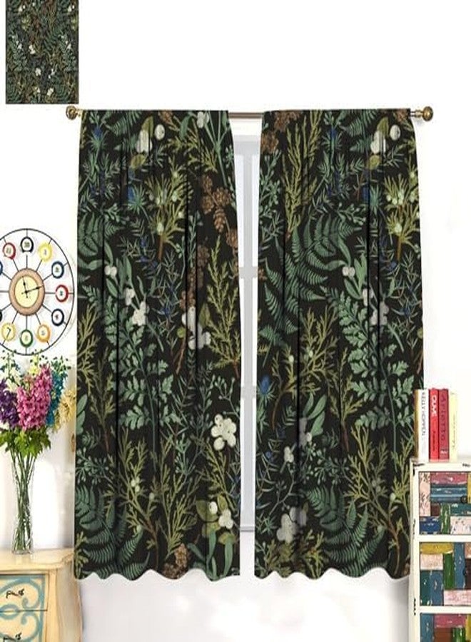 KANEPE Vintage Botanical Curtain, Rustic Farmhouse Plant Green Nature Theme Window Treatments, Retro Rod Pocket Thermal Insulation Drapes for Bedroom Living Room, 42" W X 45" L - Image 3